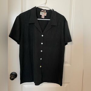 USC Black Short-Sleeve Button-Down Blouse
